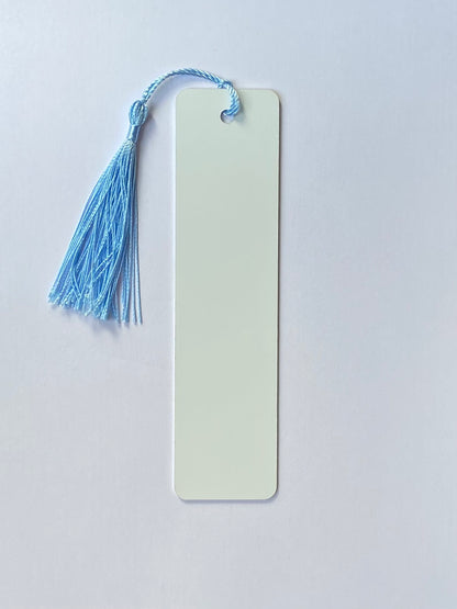Sublimation Bookmark Double Sided 15.2cm x 3.8cm sky blue tassel