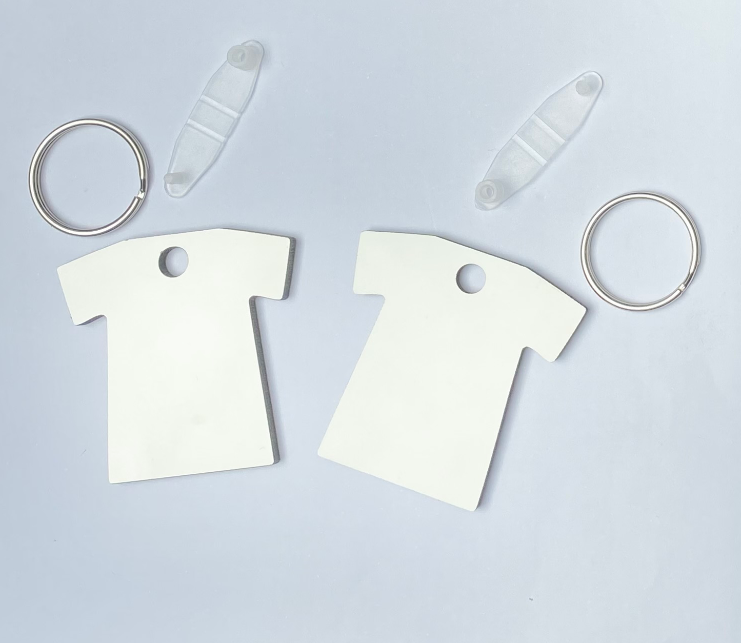 25 x Blank Sublimation MDF Keyrings T Shirt Double Sided
