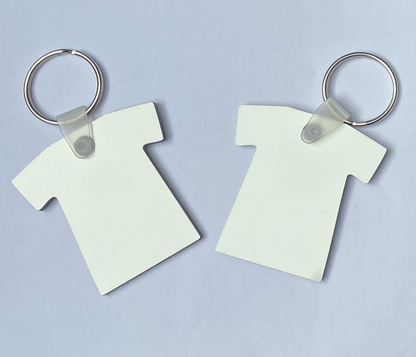 25 x Blank Sublimation MDF Keyrings T Shirt Double Sided