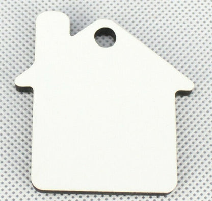 150 x Blank Sublimation MDF Keyrings House Double Sided