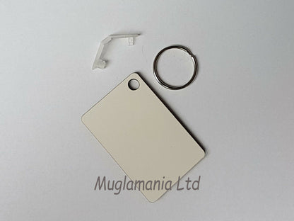 Blank Sublimation MDF Keyrings Rectangle 6cm x 4cm Double Sided - Multi Packs