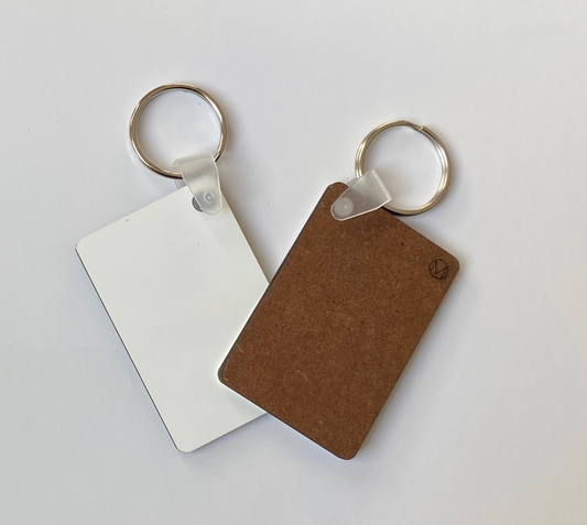 300 x MDF Sublimation Keyrings Rectangle 6cm x 4cm Single Sided