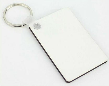 25 x Blank Sublimation MDF Keyrings Rectangle 6cm x 4cm Double Sided