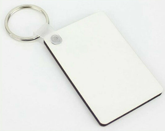 100 x Blank Sublimation MDF Keyrings Rectangle 6cm x 4cm Double Sided